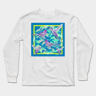 garden of birds, wings and love ecopop wallpaper art Long Sleeve T-Shirt